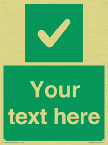 Custom green background, green square with tick sign